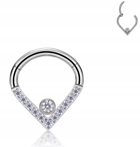 Tytanowy Kolczyk Clicker PIERCING Kółko z Cyrkoniami HELIX Lobe 1,2/8 (2)
