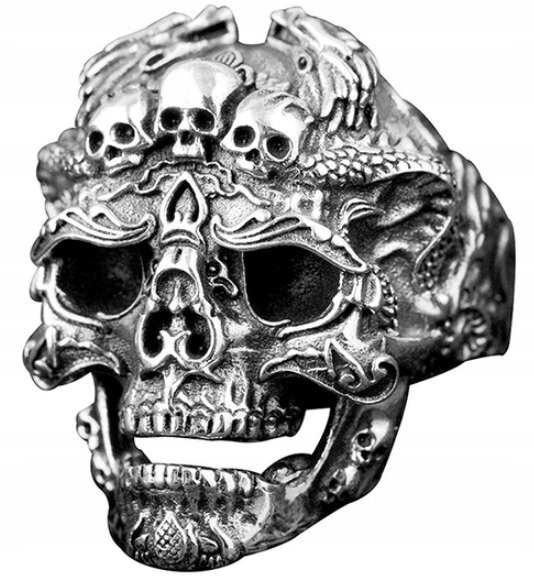 Sygnet Pierścień Czaszka Demon Punk Gothic prezent  (1)