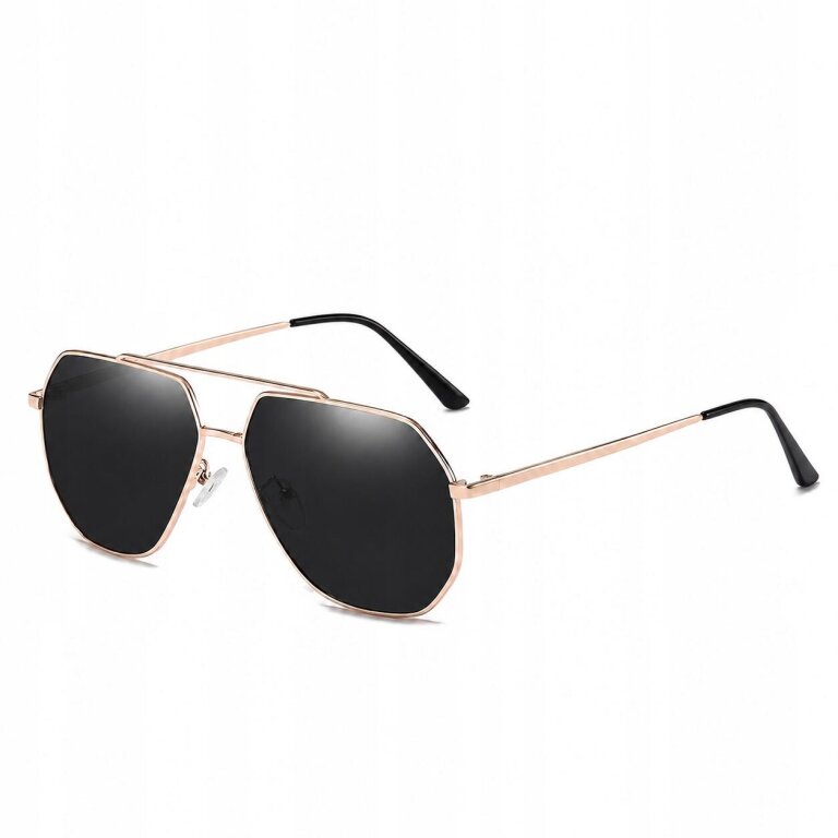 Okulary Przeciwsłoneczne Aviator Premium Black Gold geometryczne, metalowe (4)