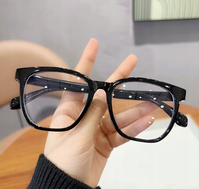 CZARNE OKULARY ZERÓWKI DUŻE OPRAWKI RETRO Z FILTREM BLUE LIGHT (9)