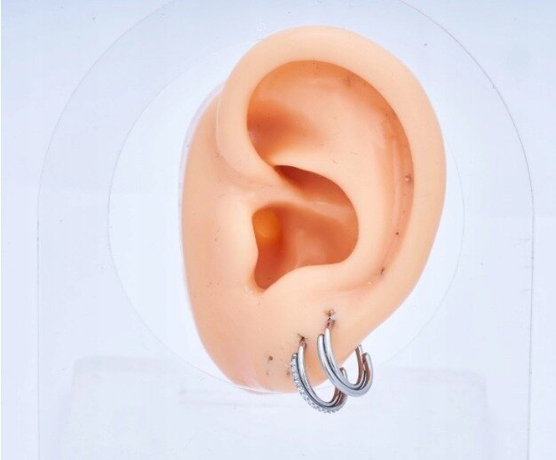Tytanowy Kolczyk Clicker PIERCING Kółko z Cyrkoniami HELIX Lobe 1,2/8-10 (2)
