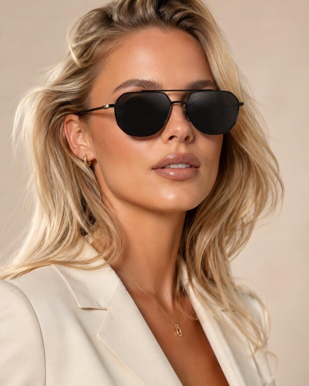 Okulary Przeciwsłoneczne Aviator Premium Black geometryczne, metalowe (2)
