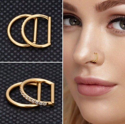 Tytanowy Kolczyk Clicker PIERCING Kształt D Cyrkonie HELIX Lobe 1,2/8-10 (4)