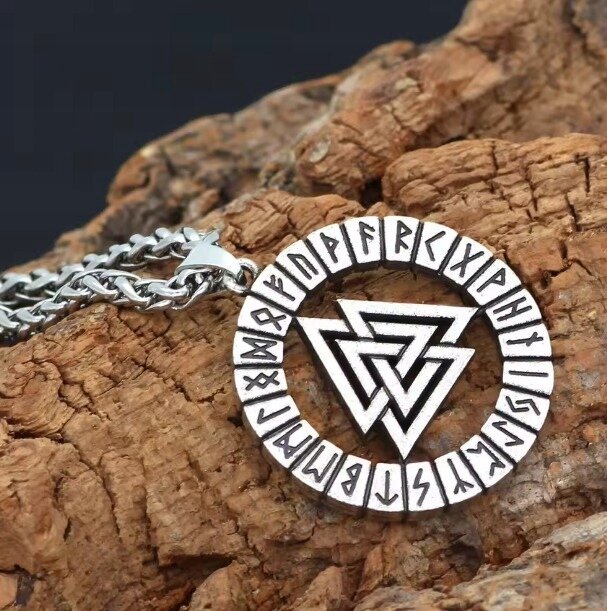 Srebrny Naszyjnik Nordic Viking Runes Łańcuszek STAL Punk Gothic (4)