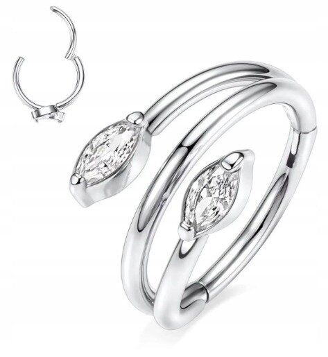 Tytanowy Kolczyk Clicker PIERCING kółko Cyrkonie Muszla HELIX Lobe 1,2/8-10 (1)