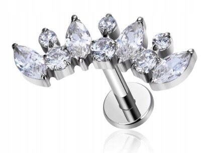 Tytanowy Kolczyk Labret PIERCING Cyrkonie ELEGANCKI HELIX Lobe (1)