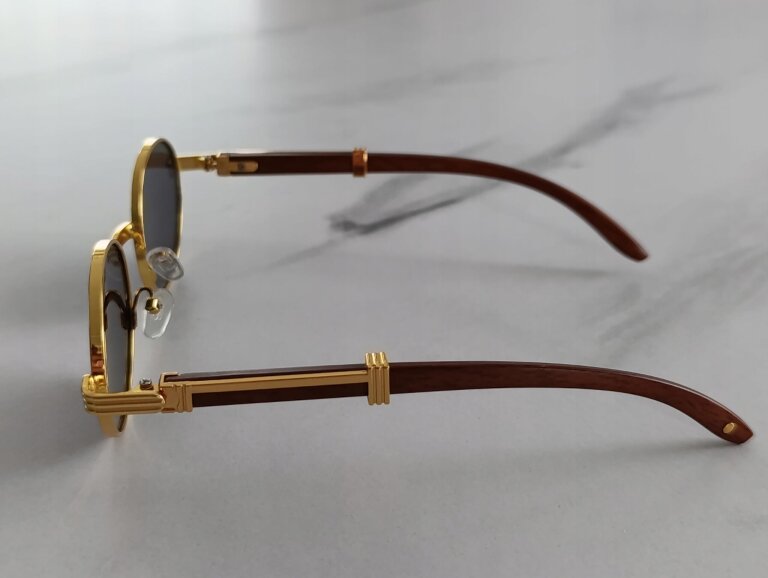 Okulary Przeciwsłoneczne Damskie Okrągłe Vintage Retro Steampunk Złote (7)