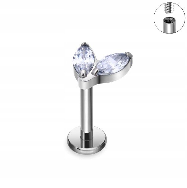 Tytanowy Kolczyk Labret PIERCING Cyrkonie ELEGANCKI HELIX Lobe (2)