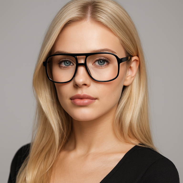 Czarne okulary zerówki retro aviator unisex – modne duże oprawki vintage (8)