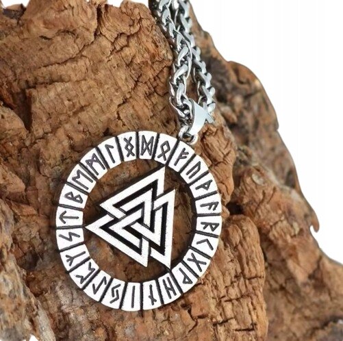 Srebrny Naszyjnik Nordic Viking Runes Łańcuszek STAL Punk Gothic (2)