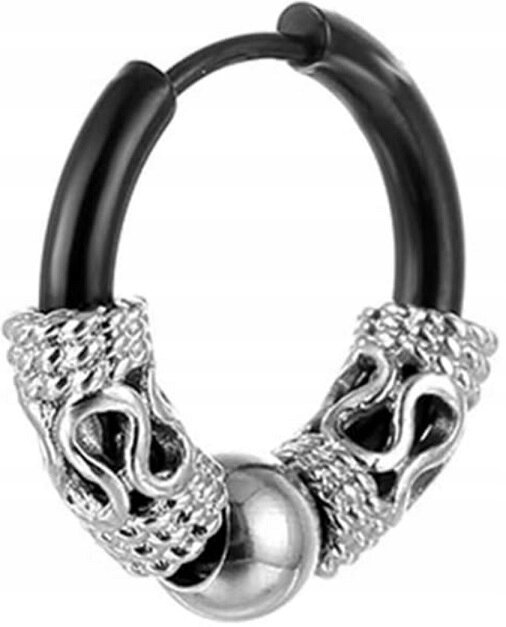 Kolczyk Do Ucha HUGGIE Retro Punk Smok Gothic Kuleczka STAL (1)