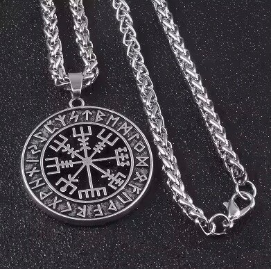 Srebrny Naszyjnik Viking Kompas Vegvisir Runes Nordic (5)