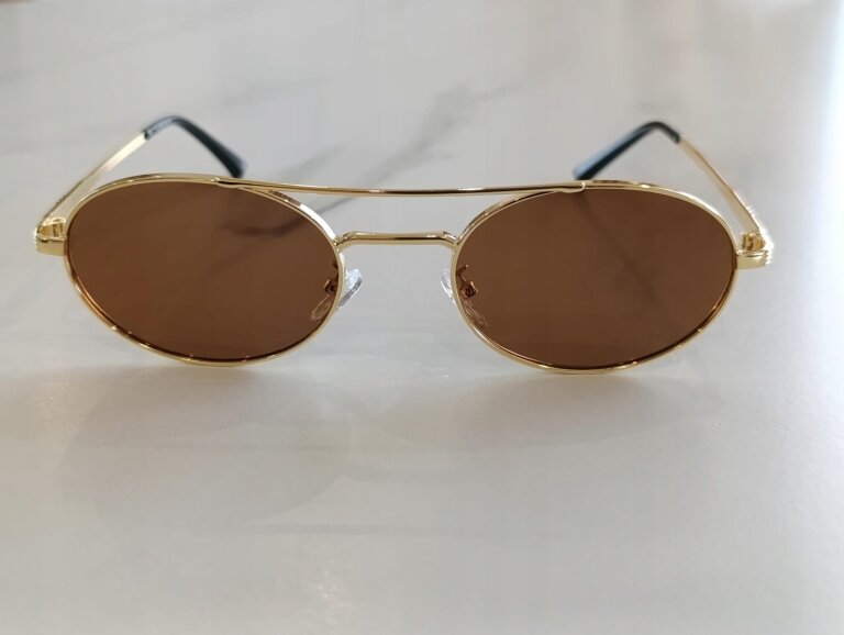 Okulary Przeciwsłoneczne Damskie Pilotki Aviator Złote Metalowe UV400 (4)
