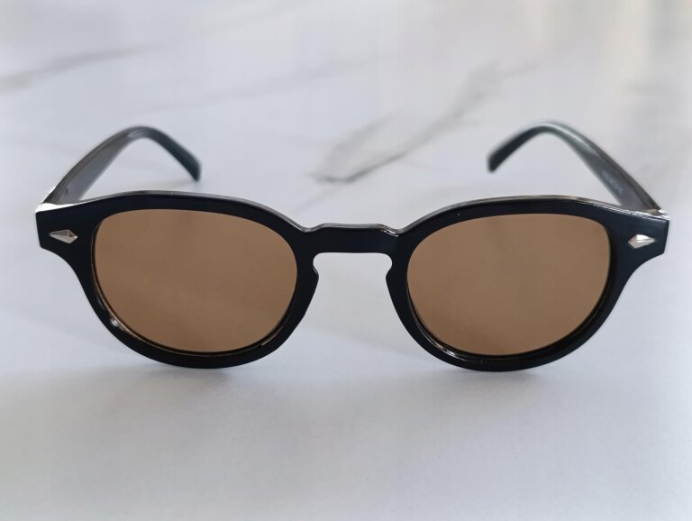 Okulary Przeciwsłoneczne Damskie Męskie Czarne UV400 Brązowe Szkła Retro (6)