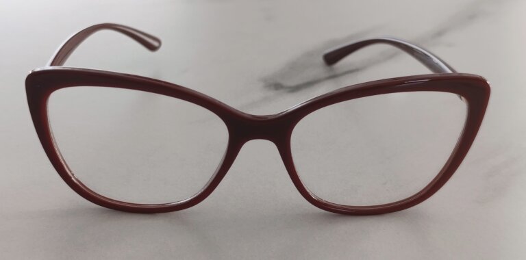 Okulary Zerówki damskie cat-eye bordowe eleganckie (4)