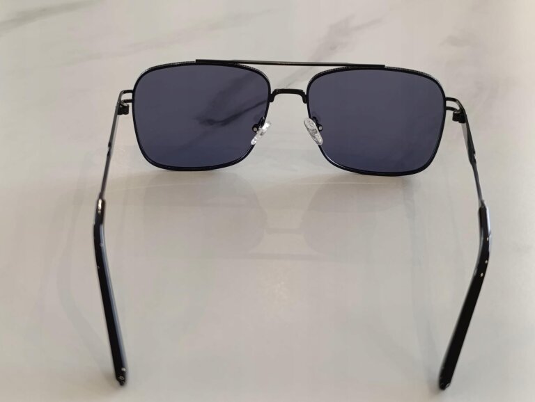 Okulary Przeciwsłoneczne Męskie Damskie Czarne Pilotki Aviator UV400 (9)
