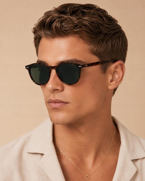 Okulary Przeciwsłoneczne Unisex Szylkretowe Okrągłe Brązowe UV400 (3)