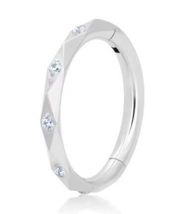 Srebrny Tytanowy Kolczyk Clicker PIERCING z Cyrkoniami HELIX Lobe 1,2/8-10 (1)