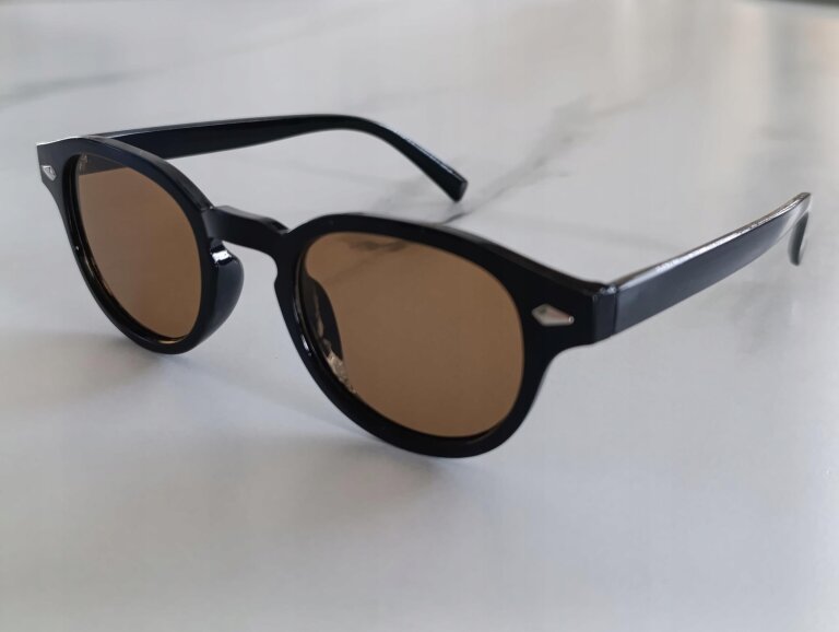 Okulary Przeciwsłoneczne Damskie Męskie Czarne UV400 Brązowe Szkła Retro (7)