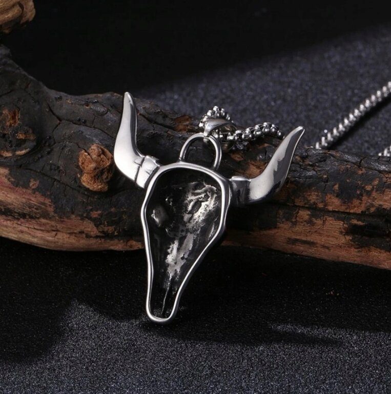 Viking Naszyjnik Pentagram Czaszka Kozy Nordic (4)