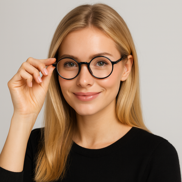 Czarne okrągłe okulary zerówki retro unisex – lekkie oprawki, BLUE-LIGHT (7)