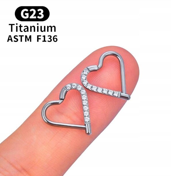 Tytanowy Kolczyk Clicker PIERCING Serce z Cyrkoniami HELIX Lobe 1,2/8 (3)