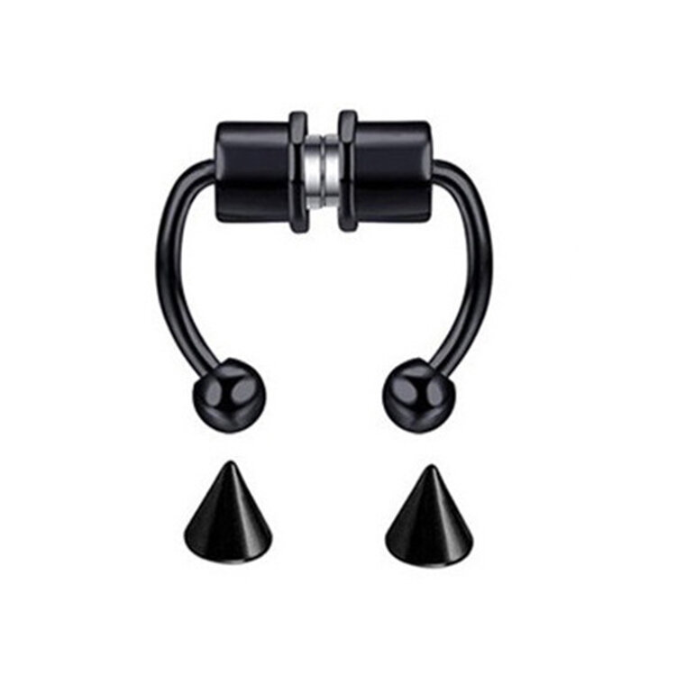 Fake septum U Kolczyk do Nosa Stal Punk Magnesy (1)