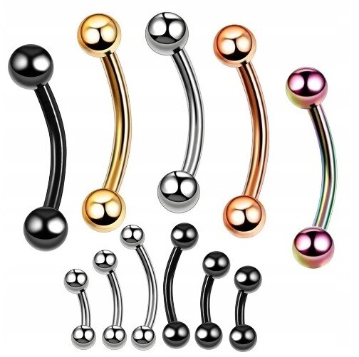 Banan Kolczyk do Ucha, Brwi z Kuleczkami SS316L 1,2/6-10/3+3 mm (2)