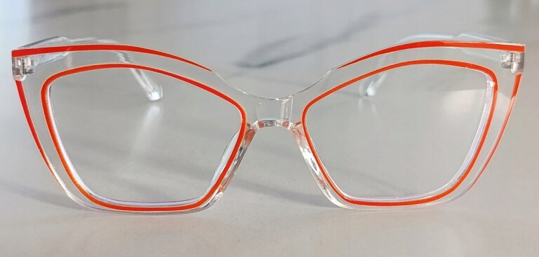 Eleganckie Okulary Zerówki Antiblue Transparentne designerskie typu Cat Eye (4)