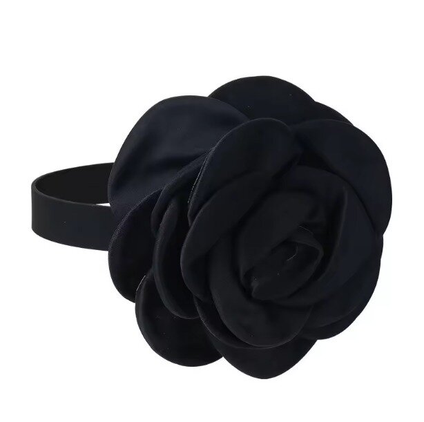 Stylowy Kwiatowy Naszyjnik Choker Z Dużym Kwiatem Róży Punk Gothic (2)