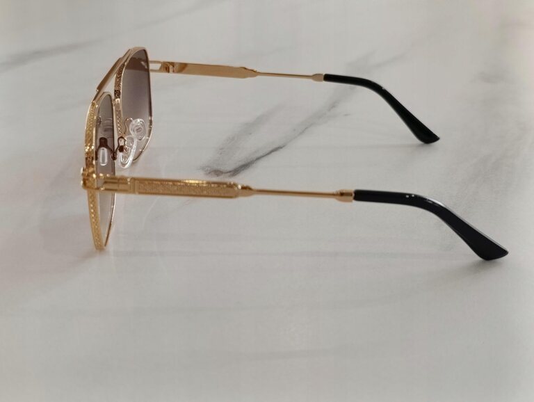 Okulary Przeciwsłoneczne Damskie Męskie Złote Pilotki Aviator UV400 (8)