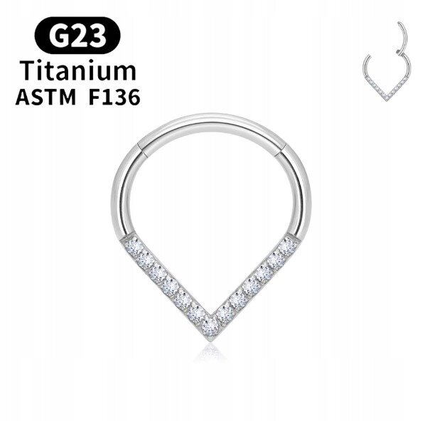 Tytanowy Kolczyk Clicker PIERCING Kółko z Cyrkoniami HELIX Lobe 1,2/8 (2)