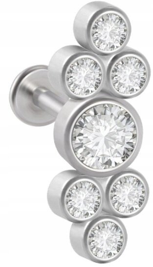 LABRET Śliczny Kolczyk z Cyrkoniami SS316L 1,2/8 (1)