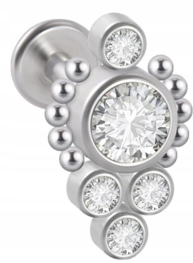 LABRET Śliczna Cyrkonia z Kuleczkami SS316L 1,2/8 (1)
