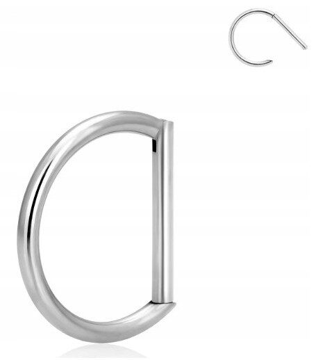 Tytanowy Kolczyk Clicker PIERCING w kształcie litery D HELIX Lobe 1,2/8-10 (2)