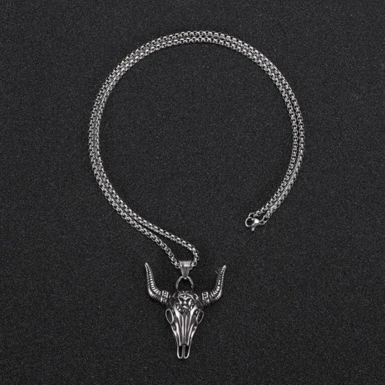 Viking Naszyjnik Pentagram Czaszka Kozy Nordic (5)