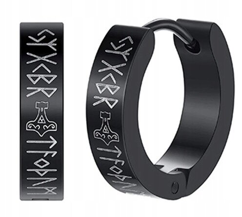 Viking Norse Kolczyk Do Ucha Okrągły Ze Stali Punk Gothic (1)