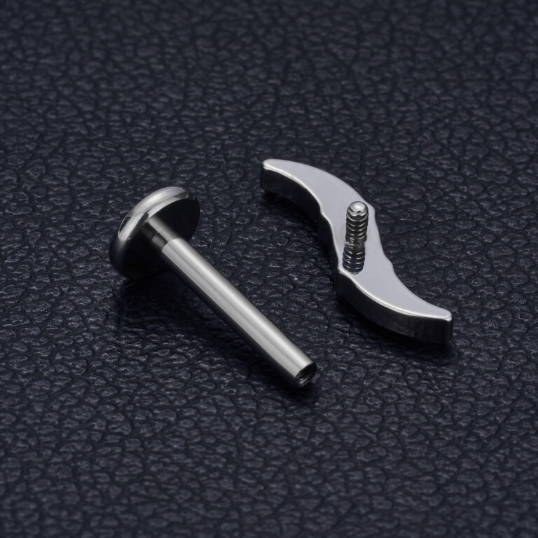 Tytanowy Kolczyk Labret PIERCING Księżyc Cyrkonie HELIX Lobe (5)