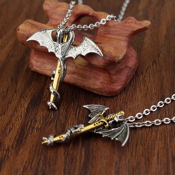 Smok samuraj Miecz naszyjnik Viking Amulet (8)