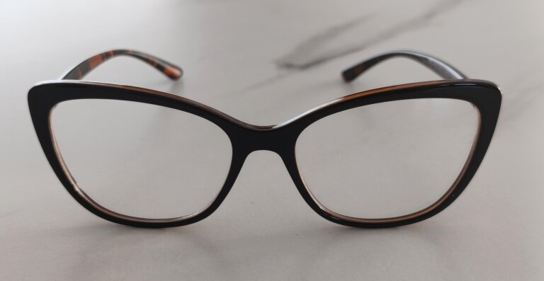 Okulary Zerówki damskie cat-eye czarno-brązowe eleganckie (4)
