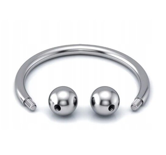 Tytanowy Kolczyk PIERCING Podkówka z Kuleczkami SREBRNY 1,2/6-10/3+3 (1)