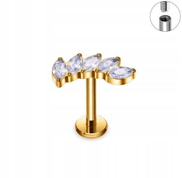 Tytanowy Kolczyk Labret PIERCING z Cyrkoniami HELIX Lobe (2)