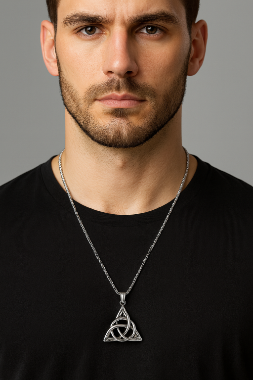 Męski Naszyjnik Irlandzki Węzeł Amulet Trinity (6)