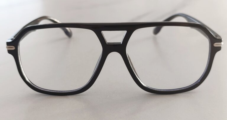 Czarne okulary zerówki retro aviator unisex – modne duże oprawki vintage (4)