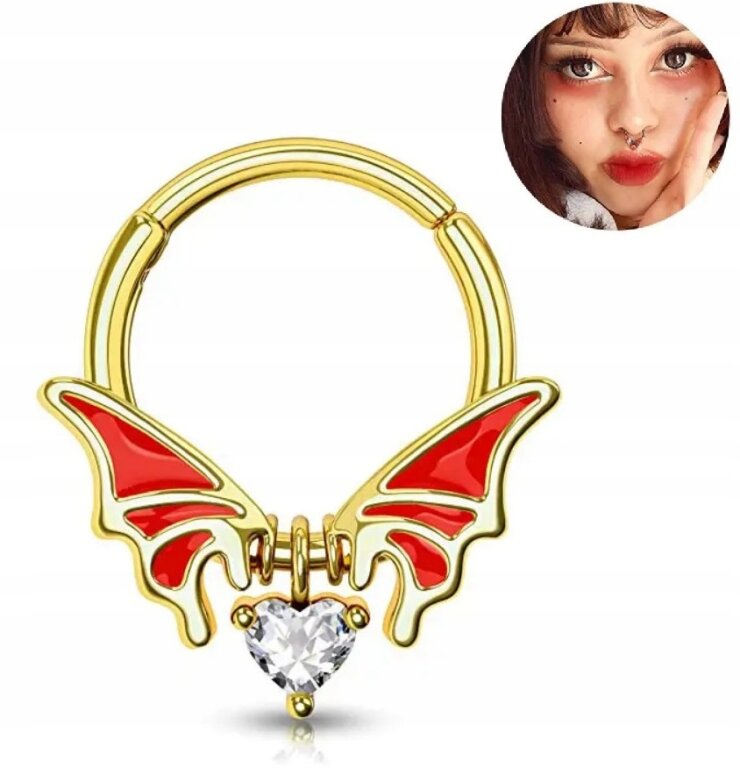 Kolczyk do Nosa Ucha Nietoperz Clicker Septum STAL (1)