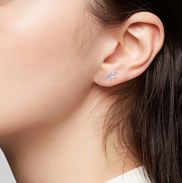 Tytanowy Kolczyk Labret PIERCING Cyrkonie LIŚĆ LISTEK HELIX Lobe (5)