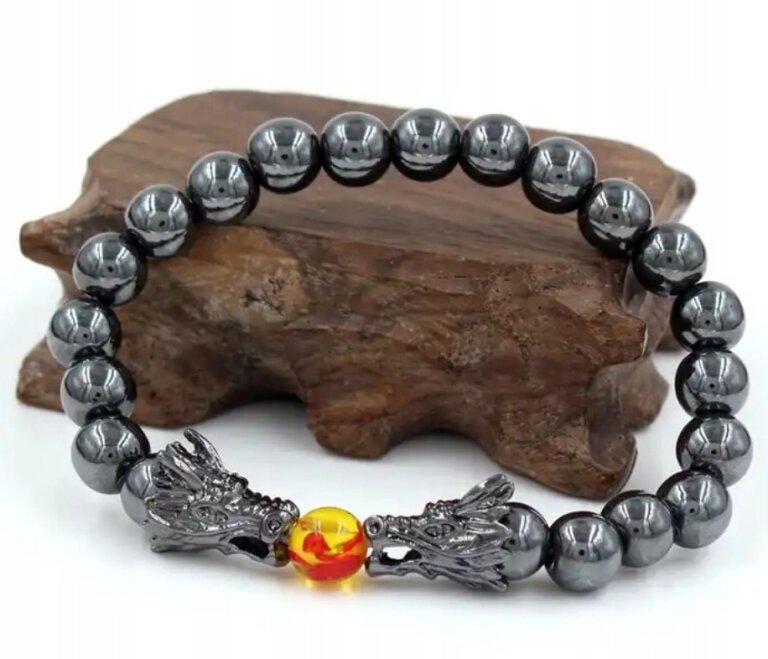 Reiki Bransoletka Podwójny Smok Kamień Wulkaniczny Budda Koralik Kulka (2)