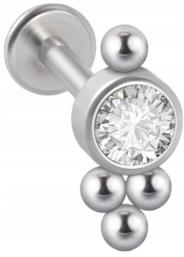 LABRET Śliczna Cyrkonia z Kuleczkami SS316L 1,2/8 (1)