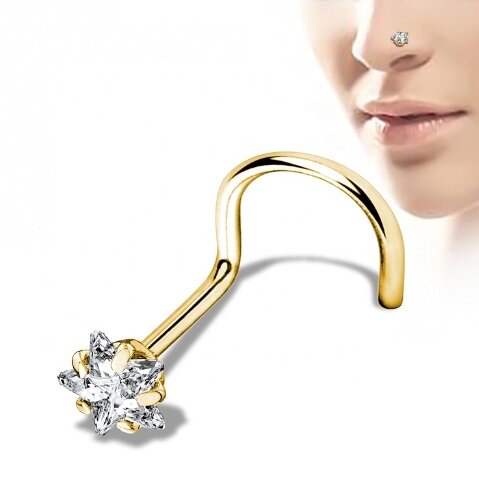 Kolczyk do nosa z Cyrkonią, Gwiazda NOSTRIL 3 mm (2)