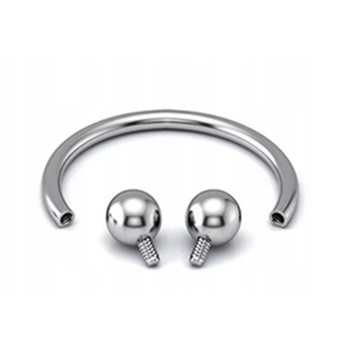 Tytanowy Kolczyk PIERCING Podkówka z Kuleczkami SREBRNY 1,2/6-10/3+3 (1)